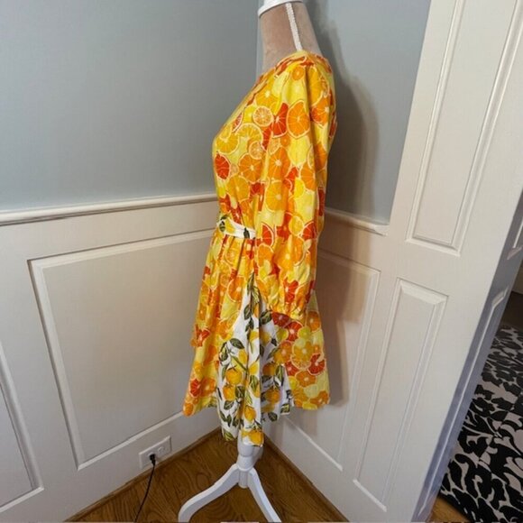 Never Fully Dressed St Clements Mini Dress Citrus Print Orange Fruit Sz 6 - Picture 5 of 9